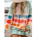 Women Tie  Dye Round Neck Long Sleeve Loose T  Shirts