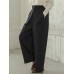 Women Casual Basic Solid Color Loose Wide Leg Pants With Pocket