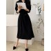 Solid Belt Button Lapel Long Sleeve Casual Shirt Dress