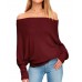 Women Off Shoulder Knit Sweaters Jumper Loose Pullover Tops